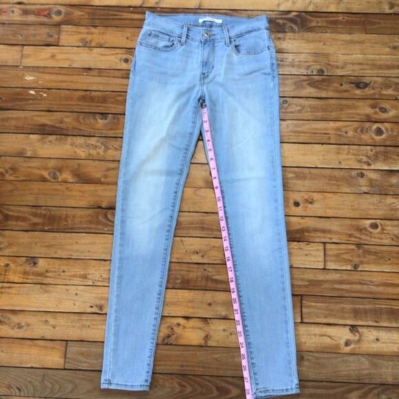 LEVI’S 710 jeans light blue super skinny mid rise stretchy denim distressed 27 - Picture 9 of 13
